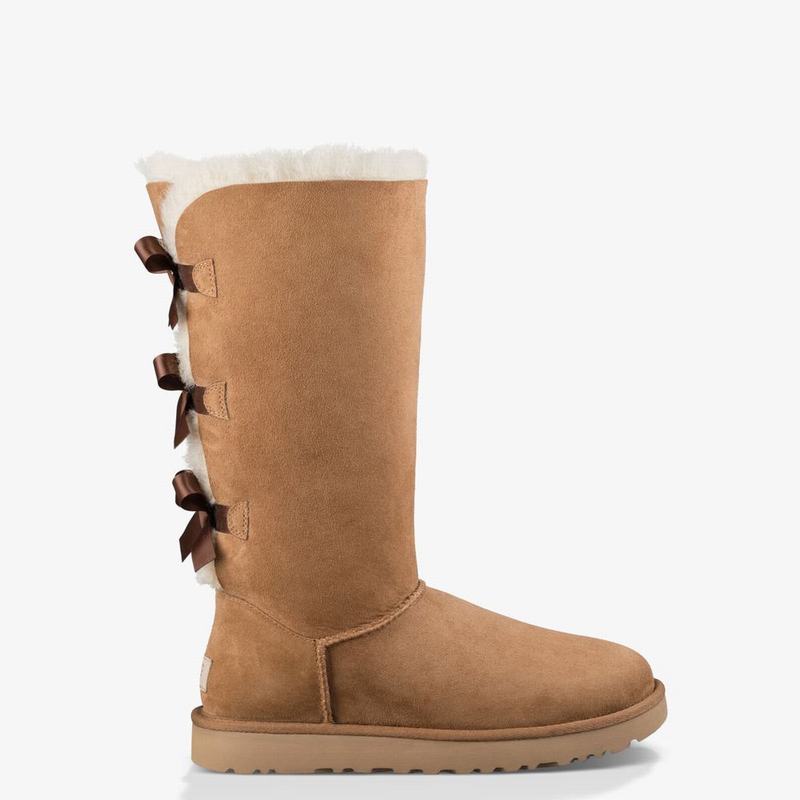 Bottes Classic UGG Bailey Bow Tall II Femme Marron Soldes 830ABRHG